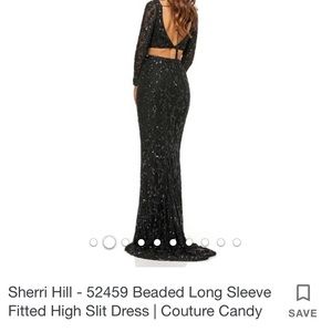 Sherri Hill black long sleeve sequence prom dress